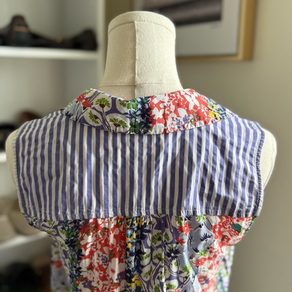Anthropologie Maeve Colorful Whimsical Pintucked Sleeveless Blouse Size Small - Picture 9 of 11